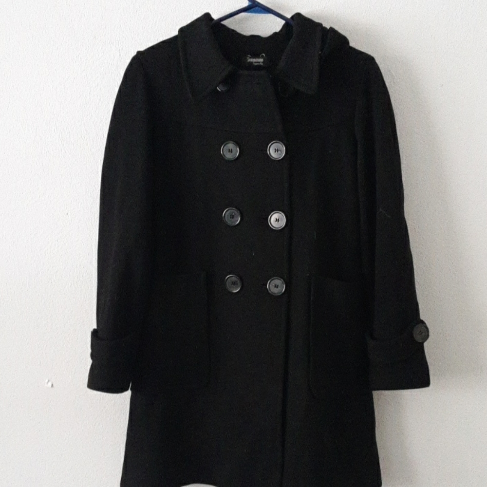 Sinequanone black lambs wool coat size medium